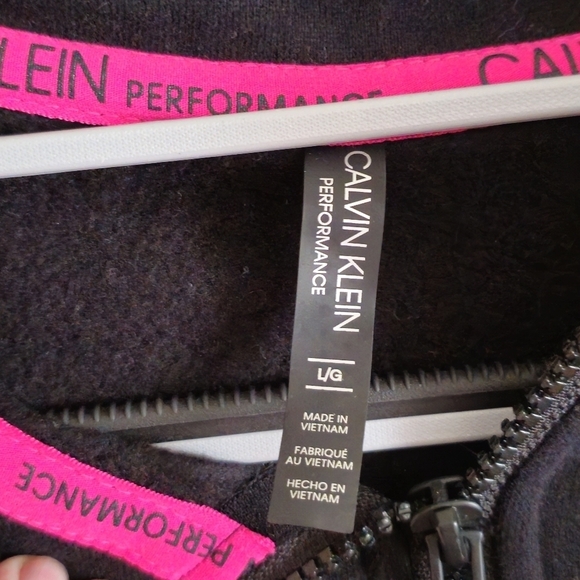 Calvin Klein Performance Black Logo Cropped 1/2 Zip Sweatshirt Size Large - Picture 5 of 9